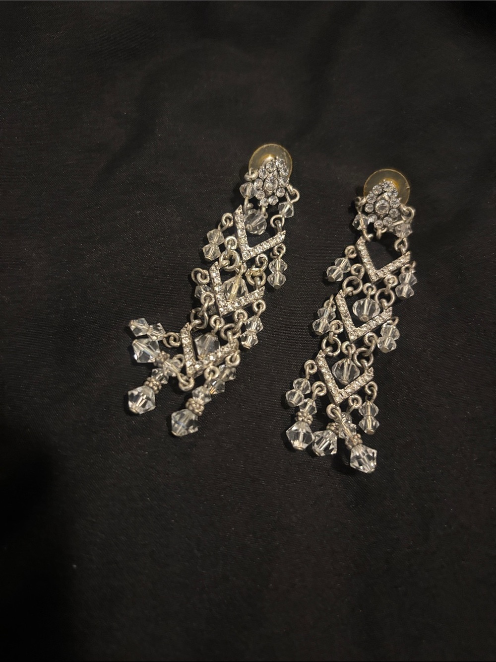 Crystal Drop Chandelier Earrings - Silver Tone